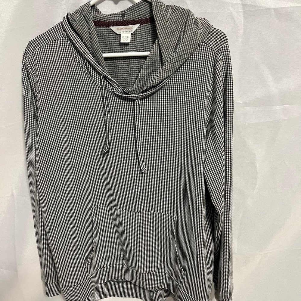 Womens Weatherproof Black and White Hooded Shirt - Size XL